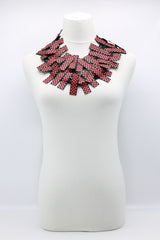 Red and Black Check Ribbon Necklace - Single Strand Necklace