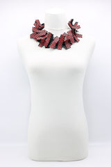 Red and Black Check Ribbon Necklace - Single Strand Necklace
