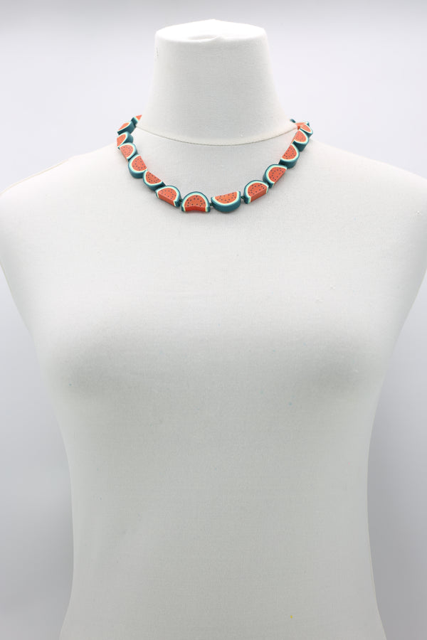Handmade Watermelon shape from polymer clay necklace