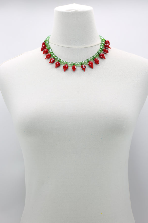 Vintage Strawberry Glass Beads necklace & Bracelet