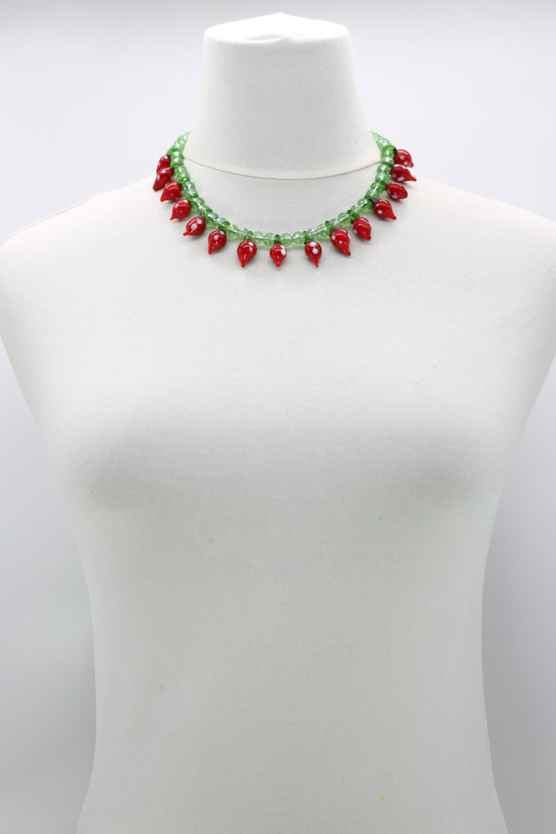 Vintage Strawberry Glass Beads necklace & Bracelet