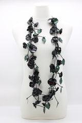 Upcycled Plastic Bottles Poppy with Green Leaf Necklaces