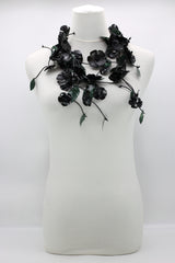 Upcycled Plastic Bottles Poppy with Green Leaf Necklaces