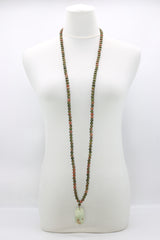 Handmade Unikite & Jade Vintage Beads Necklace