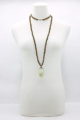 Handmade Unikite & Jade Vintage Beads Necklace