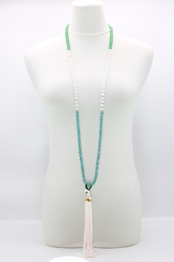 Handmade Unikite & Jade Vintage Beads Necklace