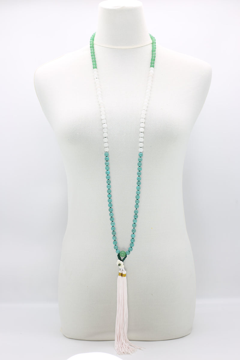 Handmade Unikite & Jade Vintage Beads Necklace