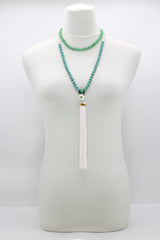 Handmade Unikite & Jade Vintage Beads Necklace