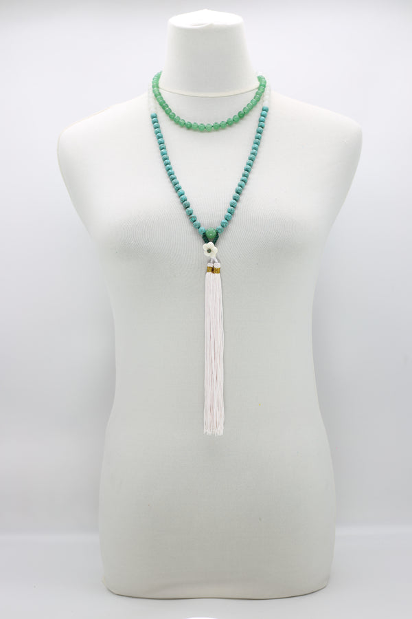 Handmade Unikite & Jade Vintage Beads Necklace