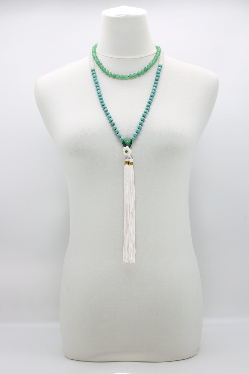 Handmade Unikite & Jade Vintage Beads Necklace