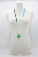 Handmade Unikite & Jade Vintage Beads Necklace