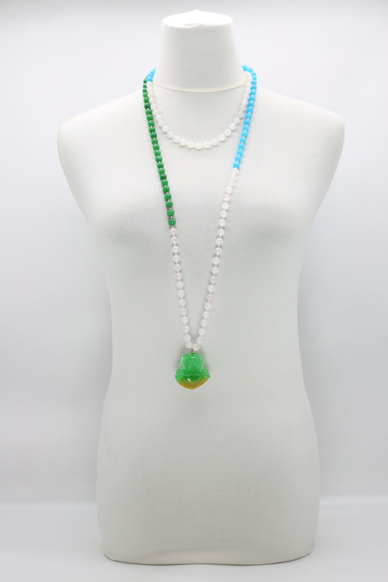 Handmade Unikite & Jade Vintage Beads Necklace