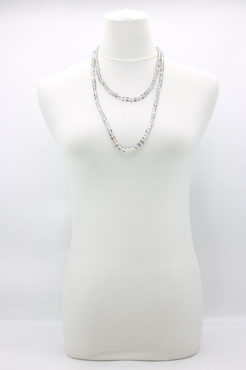 Elegant Crystal Cube Necklace – Handmade & Minimalist - Medium