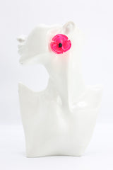 RECYCLED BOTTLE CLIP ON POPPY FLOWER EARRINGS - HAND PAINTED - Jianhui London