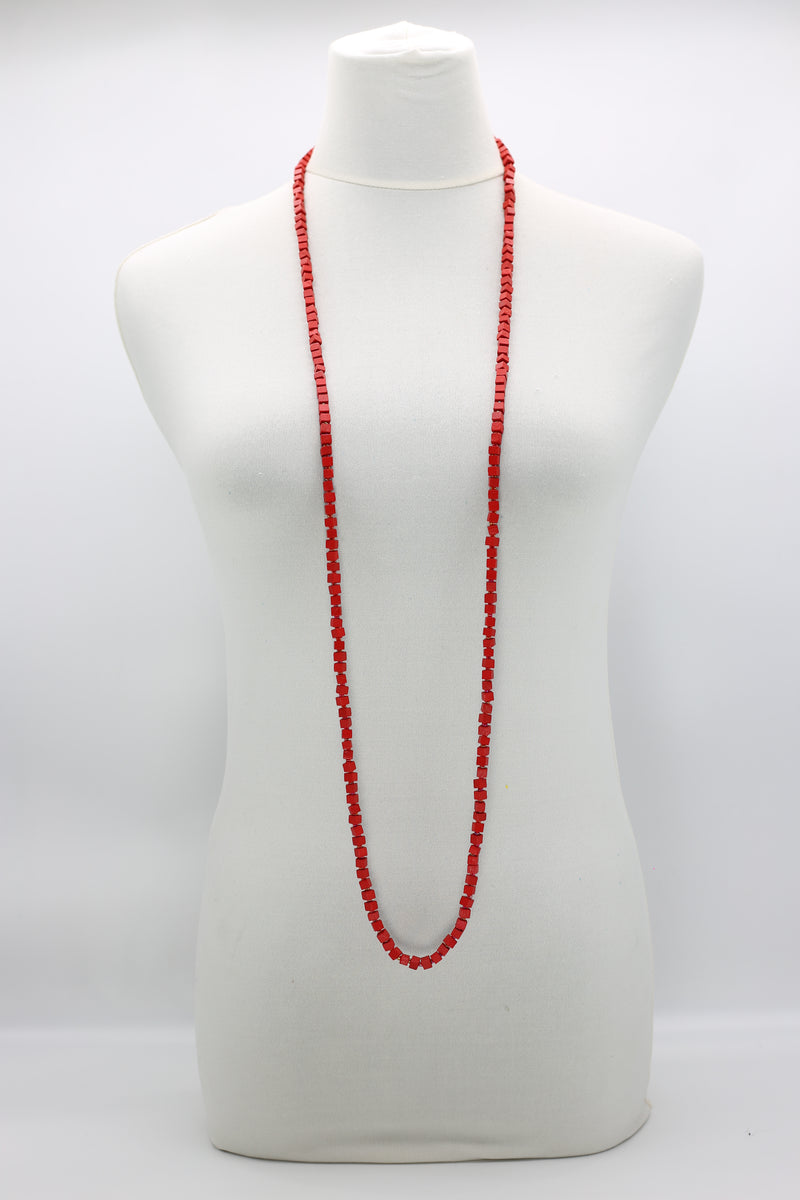 Recycled wood Cube shape beads minimalist classic necklace - Medium