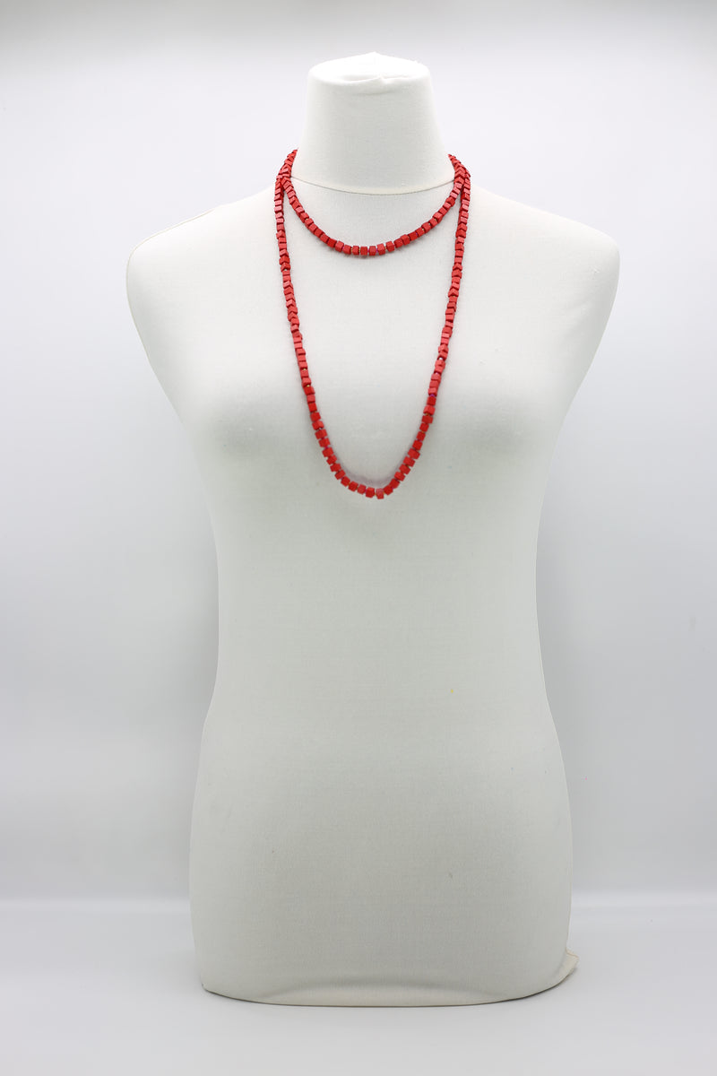 Recycled wood Cube shape beads minimalist classic necklace - Medium