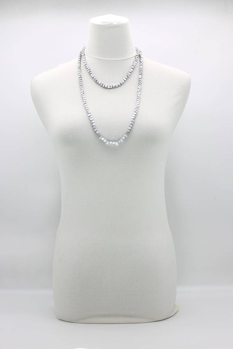 Recycled wood Cube shape beads minimalist classic necklace - Medium