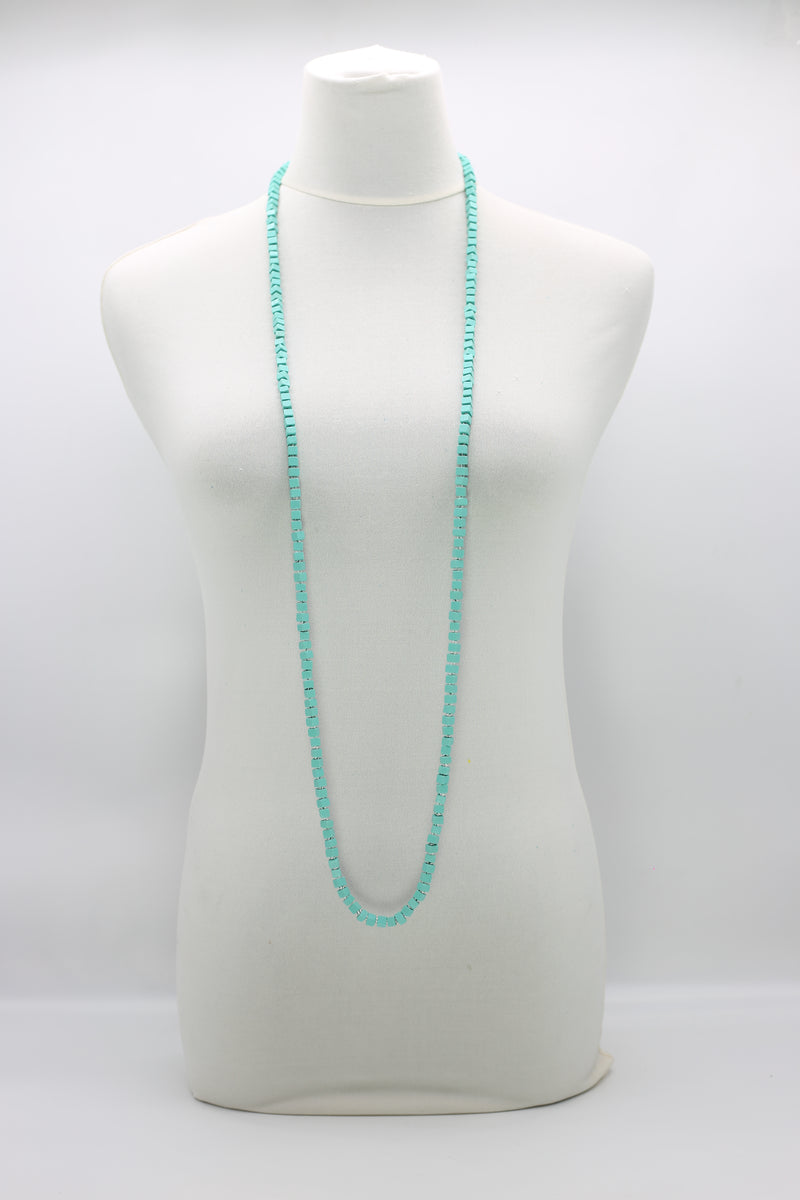 Recycled wood Cube shape beads minimalist classic necklace - Medium