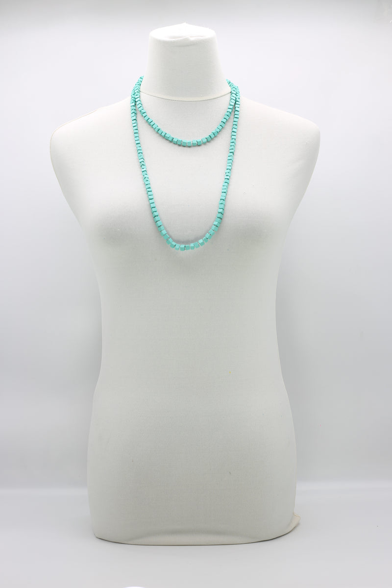 Recycled wood Cube shape beads minimalist classic necklace - Medium