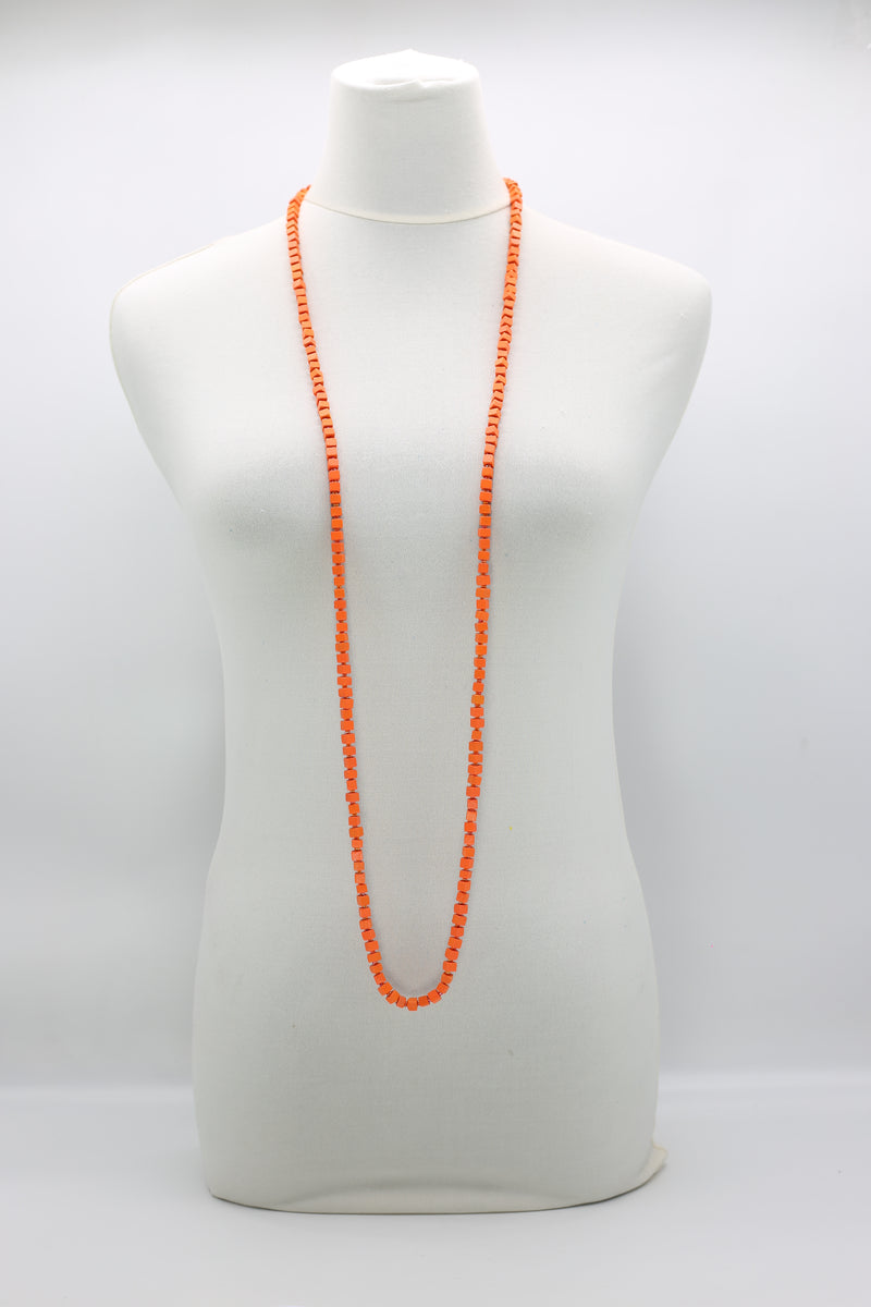 Recycled wood Cube shape beads minimalist classic necklace - Medium