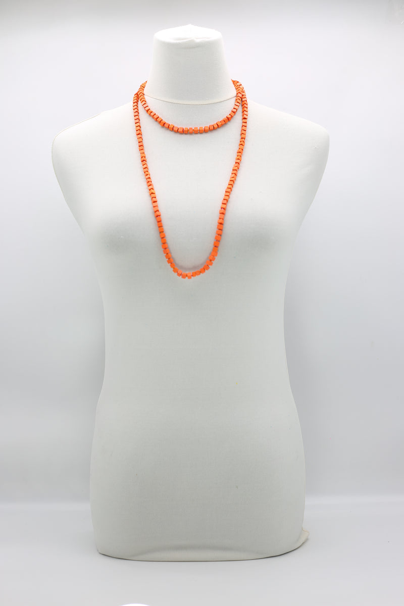 Recycled wood Cube shape beads minimalist classic necklace - Medium