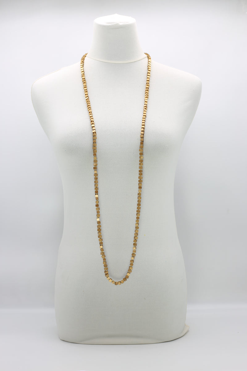 Recycled wood Cube shape beads minimalist classic necklace - Medium