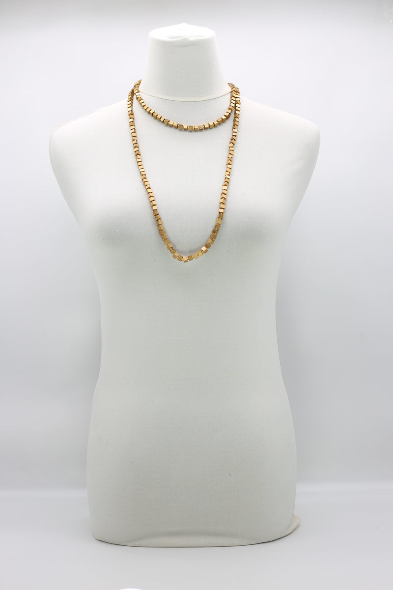 Recycled wood Cube shape beads minimalist classic necklace - Medium