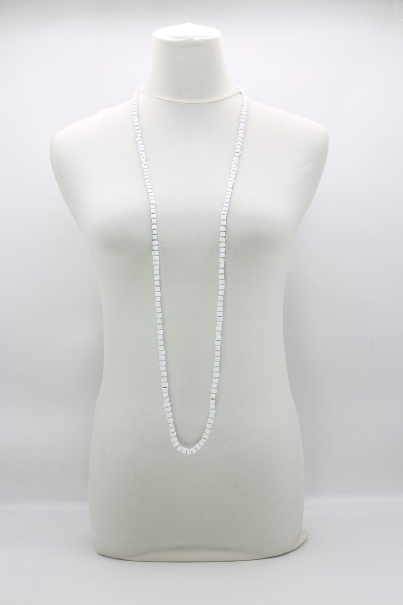 Recycled wood Cube shape beads minimalist classic necklace - Medium