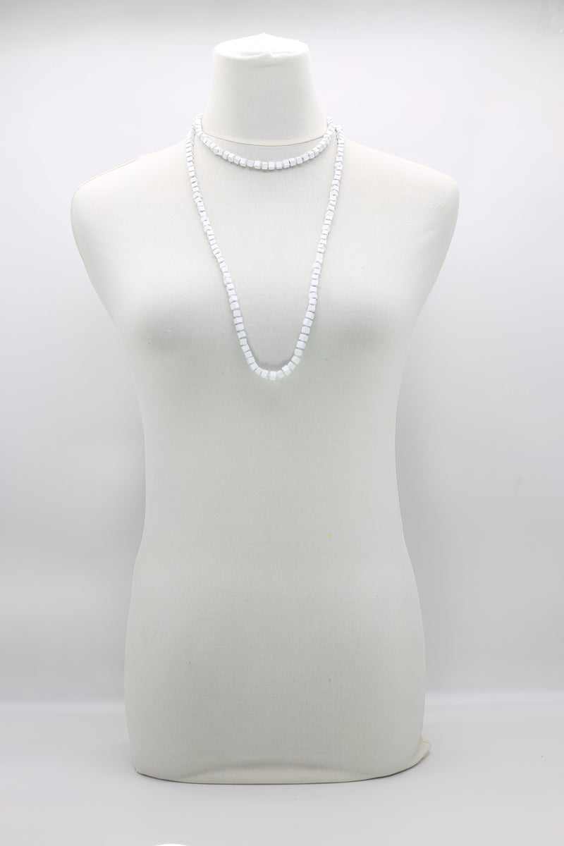 Recycled wood Cube shape beads minimalist classic necklace - Medium