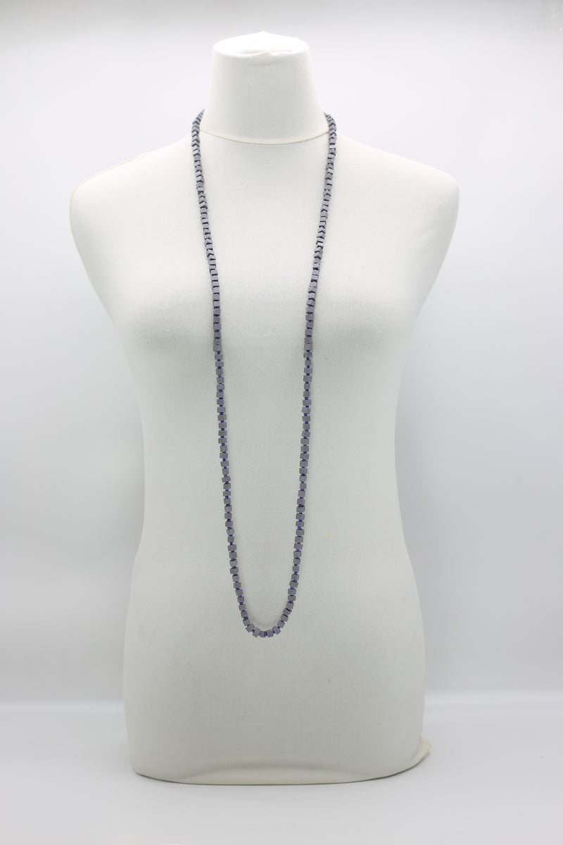 Recycled wood Cube shape beads minimalist classic necklace - Medium