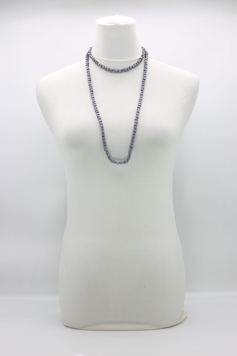 Recycled wood Cube shape beads minimalist classic necklace - Medium