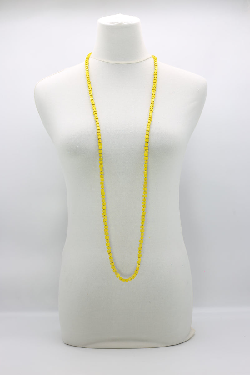 Recycled wood Cube shape beads minimalist classic necklace - Medium