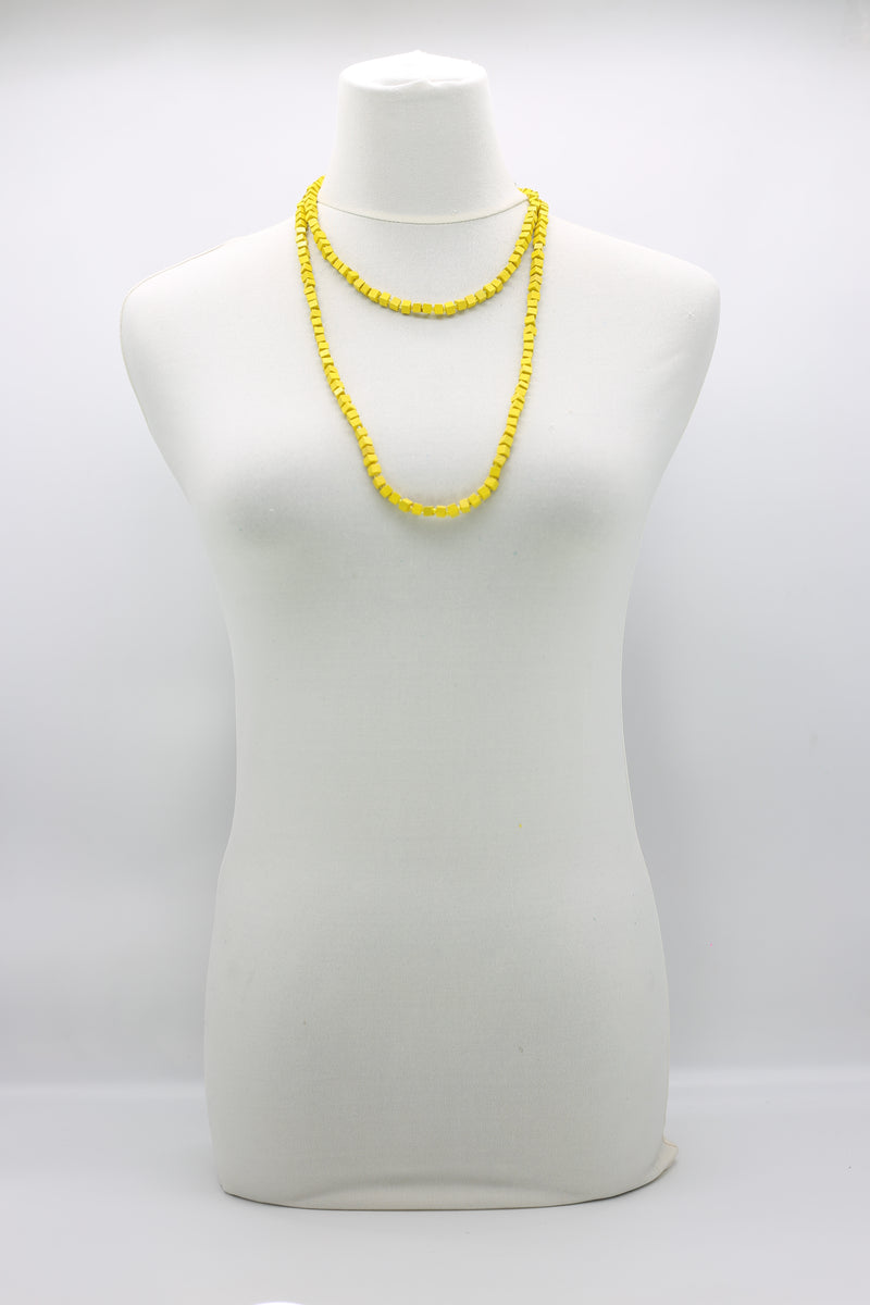 Recycled wood Cube shape beads minimalist classic necklace - Medium