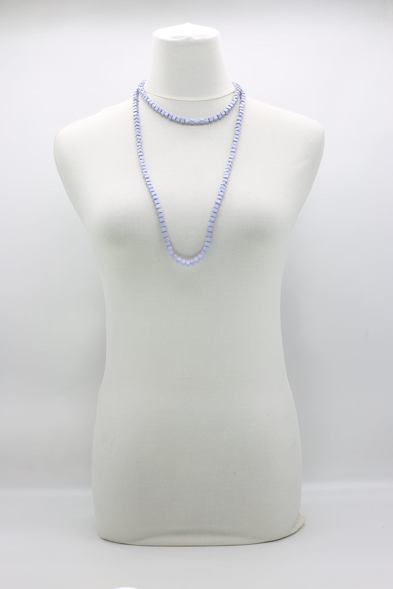 Recycled wood Cube shape beads minimalist classic necklace - Medium