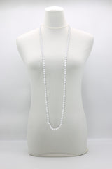 Recycled wood UFO shape beads minimalist classic necklace - Medium