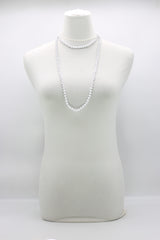 Recycled wood UFO shape beads minimalist classic necklace - Medium