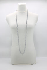Recycled wood UFO shape beads minimalist classic necklace - Medium