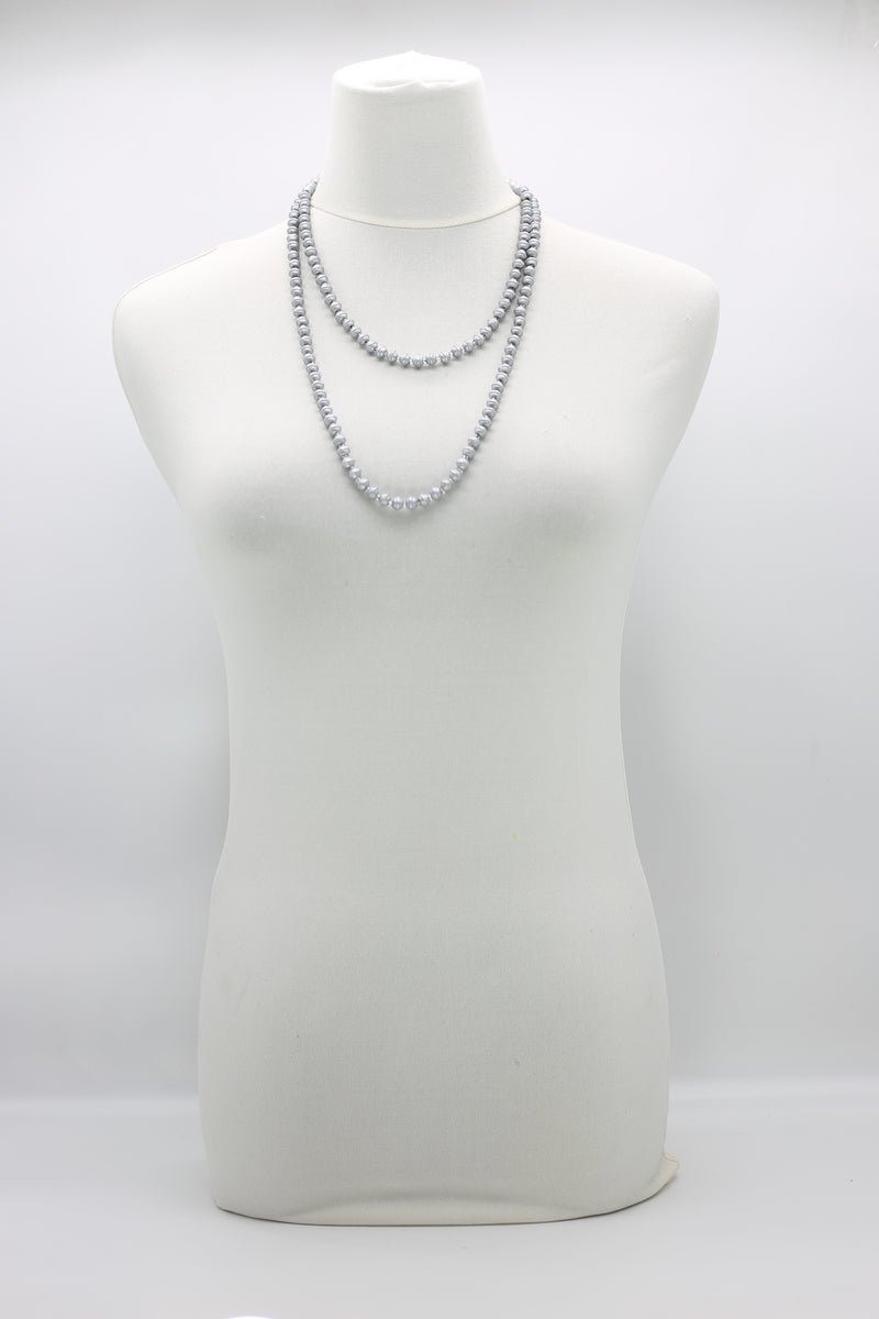 Recycled wood UFO shape beads minimalist classic necklace - Medium