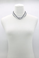 Recycled wood UFO shape beads minimalist classic necklace - Short