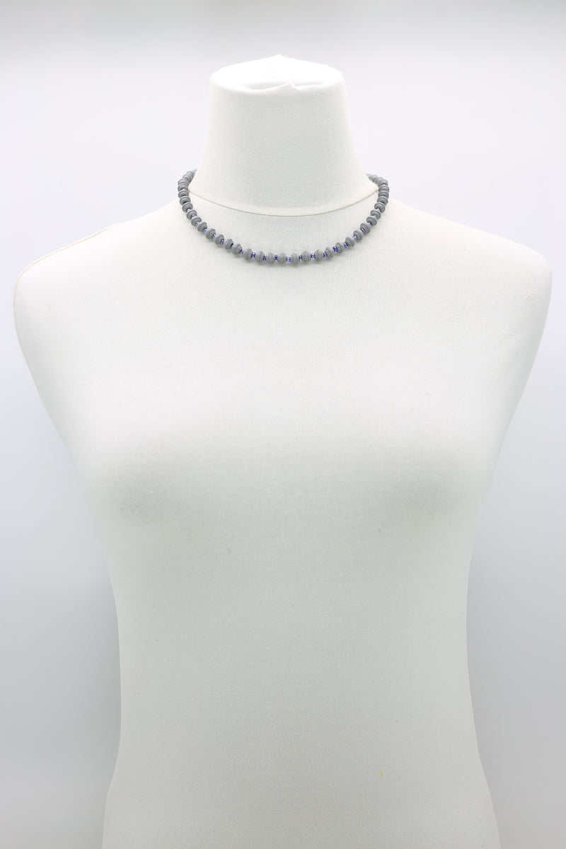 Recycled wood UFO shape beads minimalist classic necklace - Short