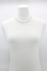Recycled wood UFO shape beads minimalist classic necklace - Short