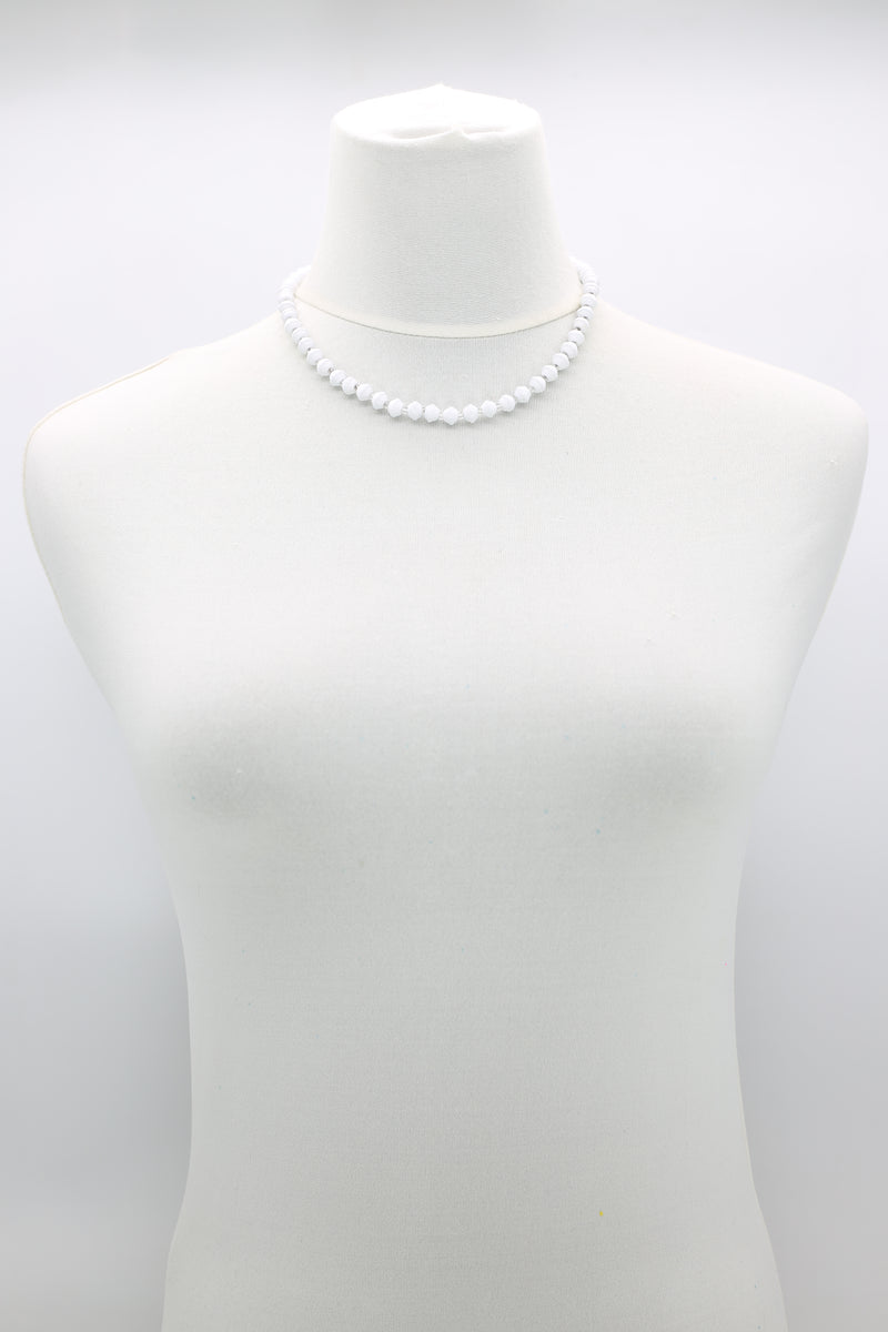 Recycled wood UFO shape beads minimalist classic necklace - Short