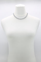 Recycled wood UFO shape beads minimalist classic necklace - Short