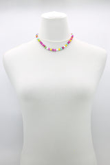 Recycled wood Cube shape beads minimalist classic necklace - Short