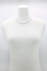 Recycled wood Cube shape beads minimalist classic necklace - Short