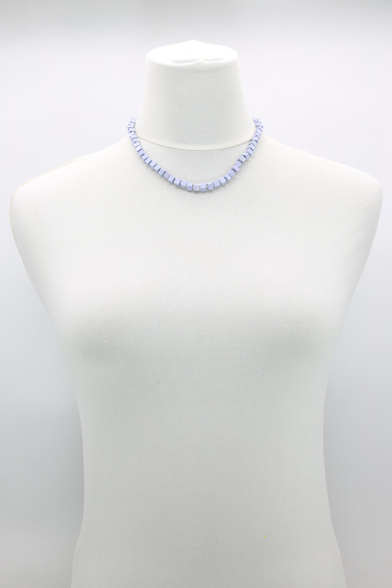 Recycled wood Cube shape beads minimalist classic necklace - Short