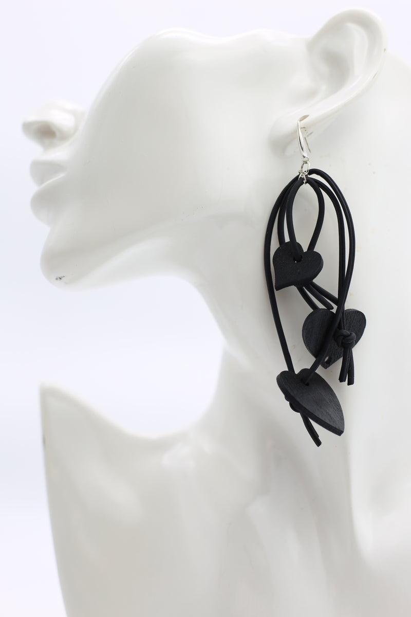 Hand Painted Wooden Hearts Earrings