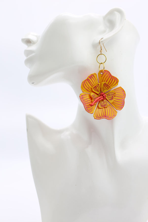 Plumeria Flower Earrings made from recycled plastic water bottles