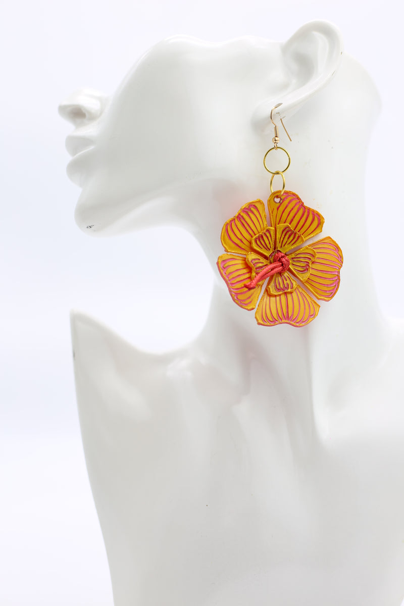 Plumeria Flower Earrings made from recycled plastic water bottles