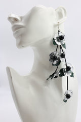 UPCYCLED PLASTIC BOTTLES POPPY WITH GREEN LEAF EARRINGS - Gilded